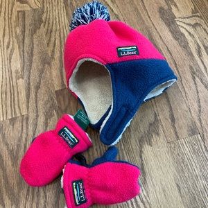 LL bean toddler hat and mitt set size 6-12m